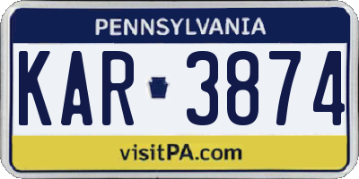 PA license plate KAR3874