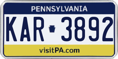 PA license plate KAR3892