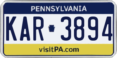 PA license plate KAR3894