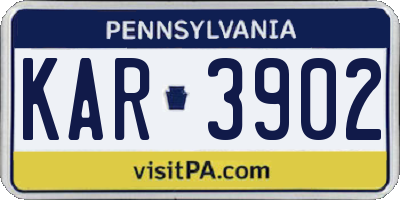PA license plate KAR3902