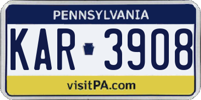 PA license plate KAR3908