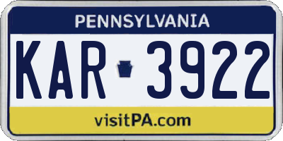PA license plate KAR3922