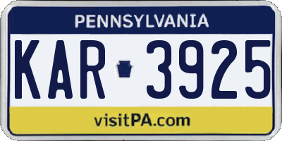 PA license plate KAR3925