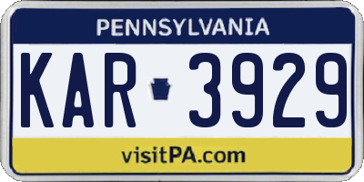 PA license plate KAR3929