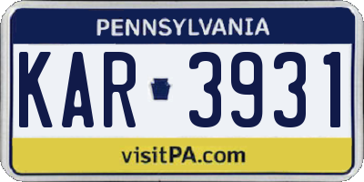 PA license plate KAR3931