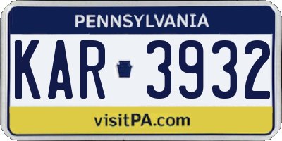 PA license plate KAR3932