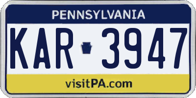 PA license plate KAR3947