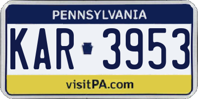 PA license plate KAR3953