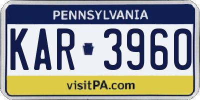 PA license plate KAR3960
