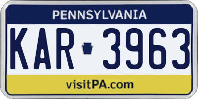 PA license plate KAR3963