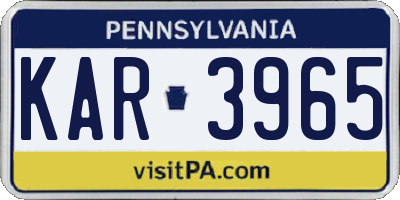 PA license plate KAR3965