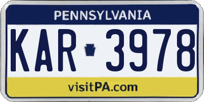 PA license plate KAR3978