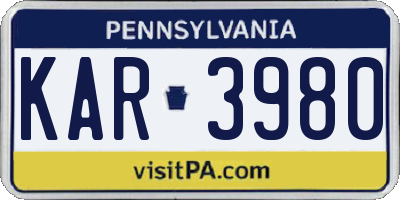 PA license plate KAR3980