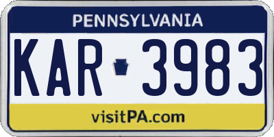 PA license plate KAR3983