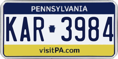 PA license plate KAR3984