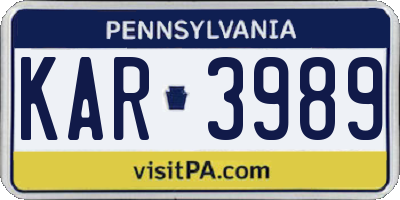 PA license plate KAR3989