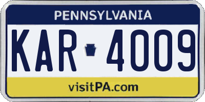 PA license plate KAR4009