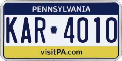 PA license plate KAR4010