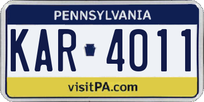 PA license plate KAR4011