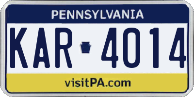 PA license plate KAR4014