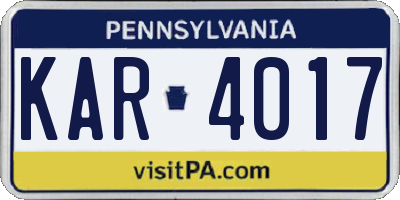 PA license plate KAR4017