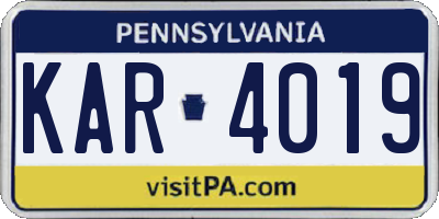 PA license plate KAR4019