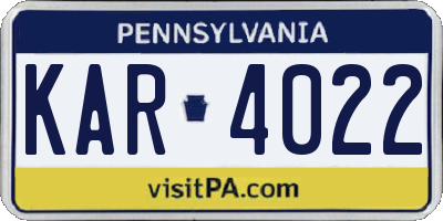 PA license plate KAR4022