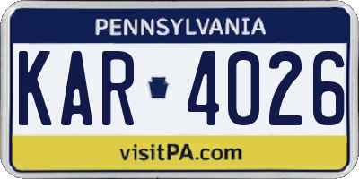 PA license plate KAR4026