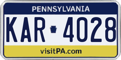 PA license plate KAR4028