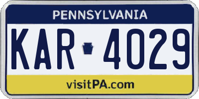 PA license plate KAR4029