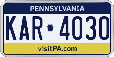 PA license plate KAR4030