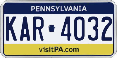 PA license plate KAR4032