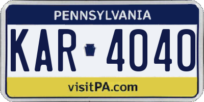 PA license plate KAR4040