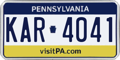 PA license plate KAR4041