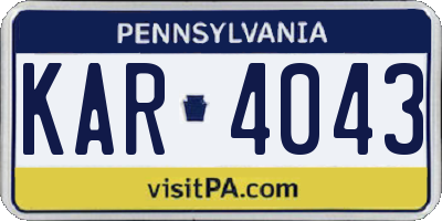 PA license plate KAR4043