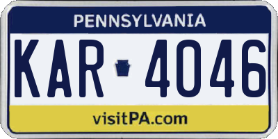 PA license plate KAR4046