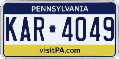 PA license plate KAR4049