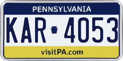 PA license plate KAR4053