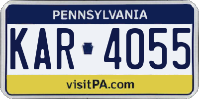 PA license plate KAR4055
