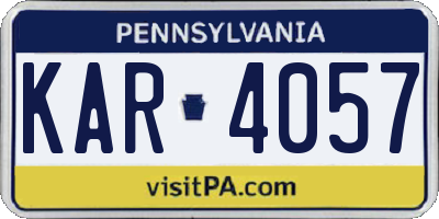 PA license plate KAR4057