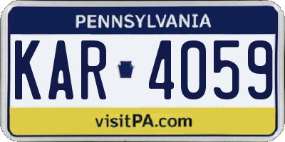 PA license plate KAR4059