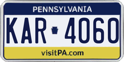 PA license plate KAR4060