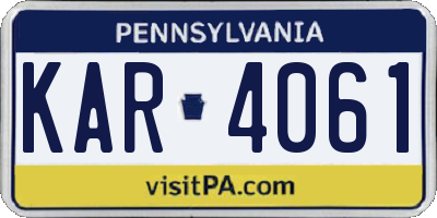 PA license plate KAR4061