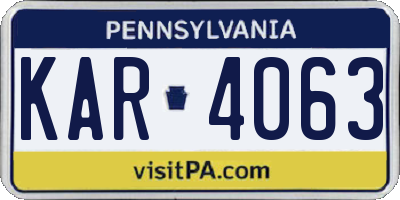 PA license plate KAR4063
