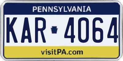 PA license plate KAR4064
