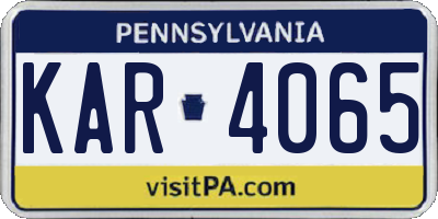 PA license plate KAR4065
