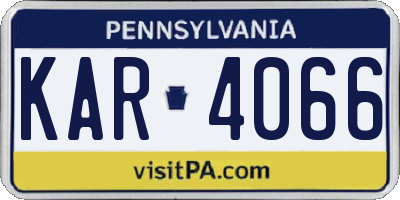 PA license plate KAR4066