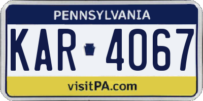 PA license plate KAR4067