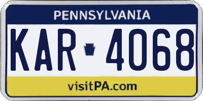 PA license plate KAR4068