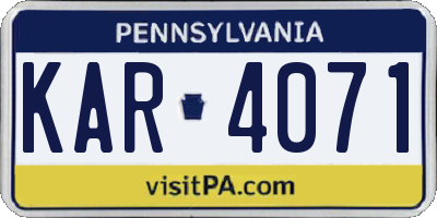PA license plate KAR4071